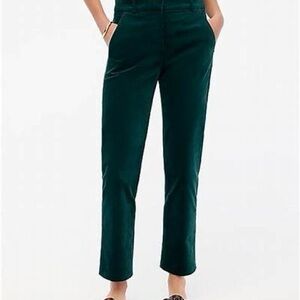 J. Crew Kallie Pant Dark Green Velvet Ankle Pants